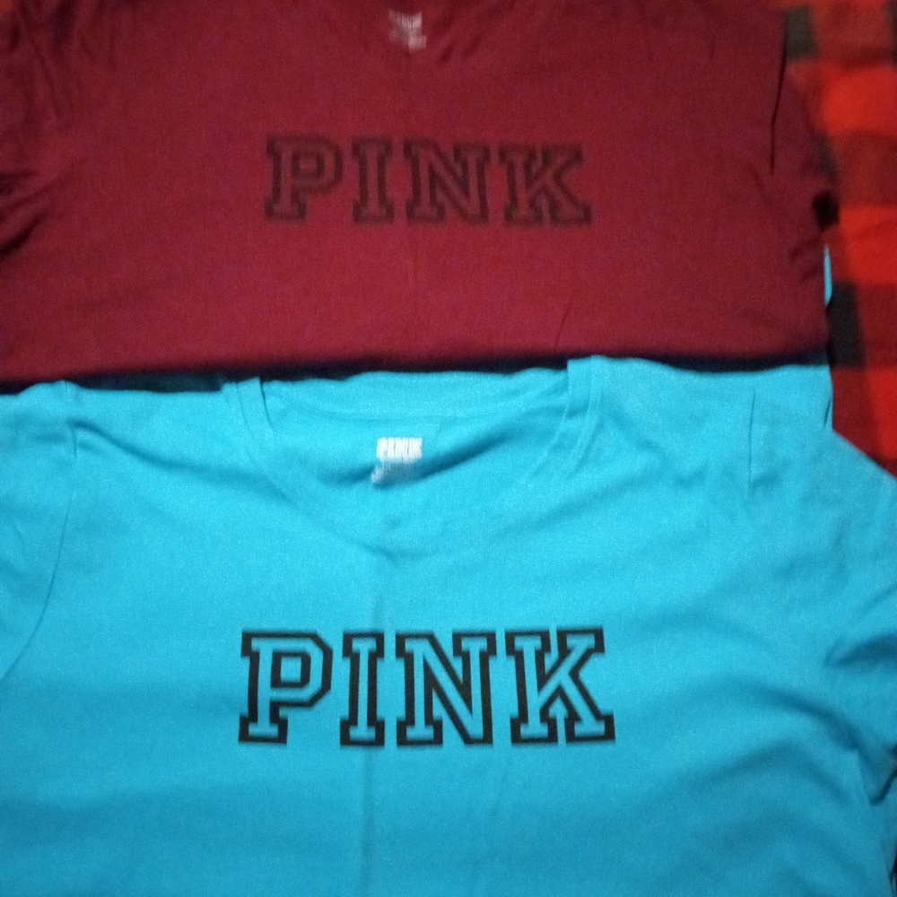 PINK Victoria's Secret Graphic Tees - Burgundy and Teal
